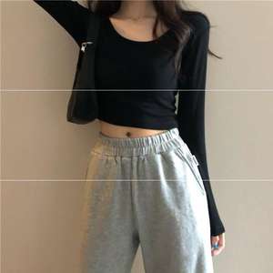 Oem logo personnalisé design printemps et automne robe pour femmes pour t-shirt noir à manches longues - Product Image 4