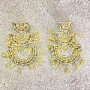 Nature-Inspired Custom <b>Flower</b> Shaped Embroidery Earrings Eco-Friendly Handwoven Vintage Jewelry Parties Fashion Earrings - Product Image 1