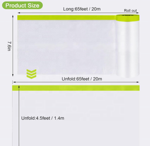 <span class=keywords><strong>Film</strong></span> de masquage PE pré-collé, bâche plastique pré-pliée pour la peinture automobile, les murs et les meubles - Product Image 3