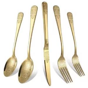 Juego de cubiertos de acero inoxidable dorado, elegante y brillante, perfecto para el hogar, la cocina, restaurantes, hoteles, cenas y uso diario. - Product Image 5