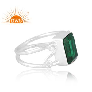 แหวนพลอยควอทซ์สีเงินธรรมชาติแบบคู่925ดีไซน์ทำด้วยมือเครื่องประดับควอทซ์มรกตเหมาะสำหรับเป็นของขวัญสำหรับผู้หญิง - Product Image 4