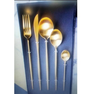 Wholesale Flatware Set With Blue Enamel Printed Handle High Quality Brass Flatware Dinner Set of 4 For <b>Tabletop</b> - Product Image 6