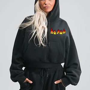 Vente chaude 100% coton haut court léger sweats à capuche pour femmes qualité supérieure pull à manches longues respirant à capuche et sweat-shirt - Product Image 1