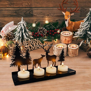 Belle couronne de l'avent en métal bois de renne marron et argent décoration de Noël simple pour l'usine de décoration de table de rebord de fenêtre de table - Product Image 5