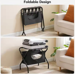 Portaequipajes plegable de doble nivel de tipo de pie personalizado, organizador de almacenamiento de soporte de maleta grande de Metal y poliéster para dormitorio - Product Image 5