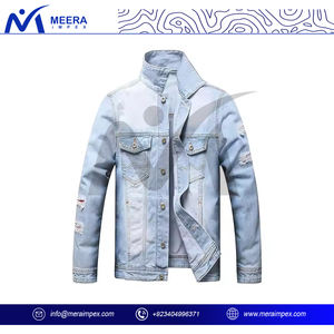 Veste en jean pour homme coupe ajustée veste en jean bleu pour homme streetwear classique look vintage manteau d'extérieur décontracté et élégant - Product Image 2
