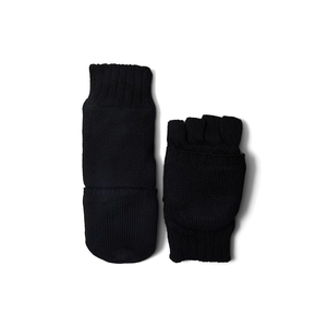 Guanti UGG Unisex in Maglia con Chiusura a Flip, per Climi Estremamente Freddi, con Patch in Pelle sul Palmo, Neri, Taglia Piccola, in Morbida Pelle di Agnello Termica per Uso Quotidiano - Product Image 1