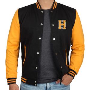 Vestes d'hiver pour hommes Varsity Bomber Rouge Noir et Jaune Brodé Baseball Letterman Stand Collar Front Logo - Product Image 6