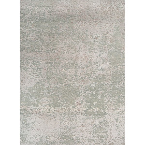 Tapis en laine et soie noué à la main Entropy Blue AKWS-13061 pour usage domestique, design abstrait rectangulaire en patchwork pour couloir et salon - Product Image 3