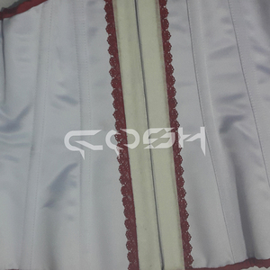 White Satin Underbust <b>Corset</b> with Red <b>Lace</b> Overlay OEM/ODM <b>Corset</b> Manufacturer - Product Image 6