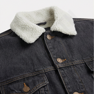 Veste en jean courte personnalisée de haute qualité, style décontracté d'hiver, col montant, logo frontal, style de veste tendance - Product Image 4