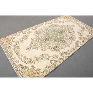 4.2x7.8 ft Vintage Rug, Turkish Area Rug, Green <b>Brown</b> Camouflage Rug - Product Image 3