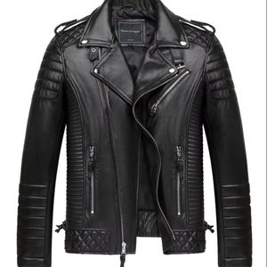 Chaqueta de Motociclista Personalizada para Hombre, de Piel de Oveja Genuina, Estilo Urbano, Entallada, Acolchada y con Hombros Acolchados para Invierno - Product Image 1