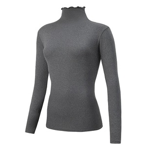 Haut décontracté à col montant pour femme, tendance, confortable et chaud, en jersey avec décoration boutonnée - Product Image 6