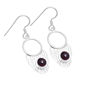 Forma redonda rojo granate piedra preciosa 925 plata esterlina hecho a mano pendiente colgante romántico plateado pendiente de moda para mujer - Product Image 4