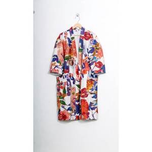 Robe Kimono en Coton Matelassé Kantha à Motifs Floraux Élégants Grande Taille Haute Qualité pour Automne, Été, Printemps, Vêtement de Nuit et de Bain - Product Image 2