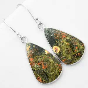 Natural Unakite 925 Sterling Silver Earrings Jewelry SDE57345 E-1001