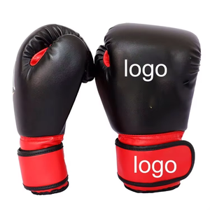 Top Quality Custom Made <b>Black</b> red Winning Boxing Gloves <b>Hook</b> and Loop up Design Made With Genuine Leather - Product Image 1