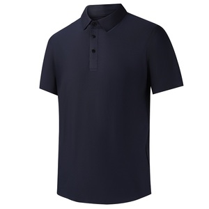 Polo d'été pour hommes de haute qualité affaires décontracté couleur unie broderie à manches courtes tricot tissu revers impression 3d Golf - Product Image 1