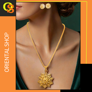 Nouvellement conçu collier boucles d'oreilles ensemble avec plaqué or 22Ct Design Premium collier boucles d'oreilles ensemble pour les femmes porter des bijoux - Product Image 2