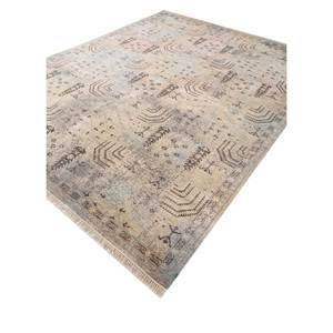 Alfombras Erbe de Lana de Color Marfil, Tejidas a Mano, Diseño Geométrico Aubusson para Hogar y Auto, 9x12-EA-3124(Cs-01) - Product Image 2