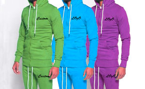 Ensemble de survêtement décontracté pour homme en gros, 2 pièces, sweat à capuche zippé et pantalon de jogging, 100% coton molletonné, écologique, en vrac - Product Image 2