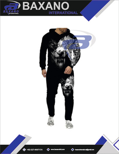 Conjuntos deportivos para hombre, unisex, de invierno, con capucha, informales, con estampado 3D de lobo, con sudadera ligera a prueba de viento. - Product Image 5