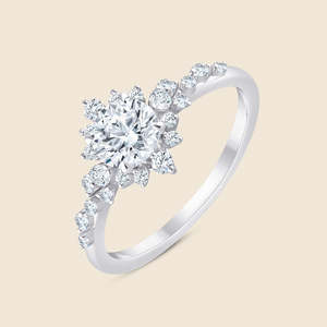 Bague halo ronde à diamants pour produit le plus vendu avec 1 diamant rond cultivé en laboratoire de 0,7 carat F+-VS en or massif 14K - Product Image 2