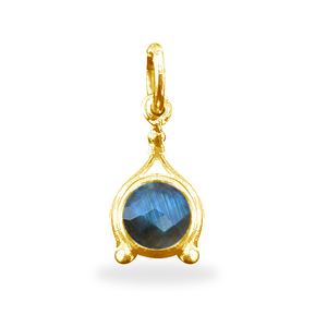Pendentif de collier DIY en argent sterling 925 plaqué or avec pierre précieuse labradorite ronde facettée, serti de façon fantaisie, vente en gros de bijoux - Product Image 1