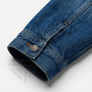 Veste en jean personnalisée, délavage acide, plusieurs poches, boutons, broderie, veste en velours côtelé, col montant, veste en jean pour homme - Product Image 6