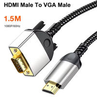 Nylon Gevlochten Mannelijke naar VGA Mannelijke/Vrouwelijke Adapterkabel 0.2M/1.5M Stabiele Anti-interferentie Signaaldraad voor Desktop Computer