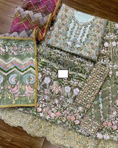 Colección de Lujo 2023, Última Moda India y Pakistaní, Salwar Kameez de Organza con Bordado, Vestido de Fiesta, Trabajo Manual Elaborado - Product Image 2