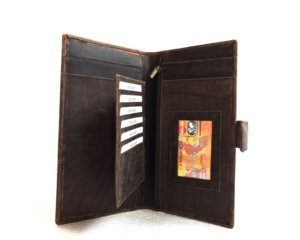 Cartera plegable de gran capacidad con bloqueo RFID de cuero genuino para hombres, uso diario, accesorio de viaje, patrón de logotipo - Product Image 1