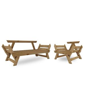 Adalar colore naturale-benzina, 2 + 1 Set da giardino CPT8586-21NP