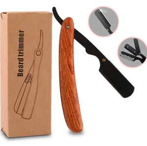 Maquinilla de afeitar recta de acero inoxidable portátil al por mayor, mango de madera para hombres, afeitado, depilación corporal, barberías, uso doméstico - Product Image 2