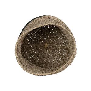 Handwoven <b>Seagrass</b> <b>Basket</b> with Black Beaded Accent Stylish Eco Friendly <b>Storage</b> Solution for Home Office and Living Room - Product Image 2
