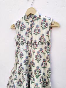 Personnalisé conçu décontracté enfant fille robe 100% durable écologique coton doux motif floral tissé taille bouton - Product Image 6