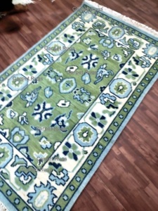 พรมปูพื้นสูงสีเขียวโบราณเทพธิดา oushak อาณาจักรพรมถักมือหรูหราห้องนั่งเล่นชั้นวินเทจพรมสวดมนต์ที่สวยงาม - Product Image 3