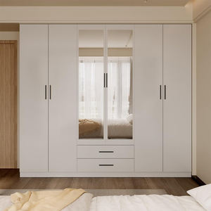 Meubles <span class=keywords><strong>de</strong></span> chambre à coucher <span class=keywords><strong>de</strong></span> haute qualité au design personnalisé, armoire à grande capacité <span class=keywords><strong>de</strong></span> rangement, armoire en bois <span class=keywords><strong>blanc</strong></span> avec miroir et tiroirs - Product Image 1