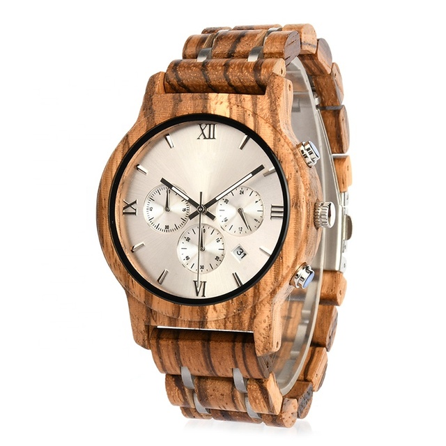 Wood Watch Handmade Chronograph Wood Wristwatch Anniversary Gift for Him Groomsmen Boyfriend Father's Day Gift