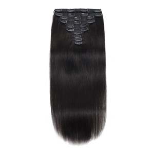 Extensions de cheveux brésiliennes Remy à clips, 21 pouces, noir naturel # 1b Bouclés Birmans - Product Image 3