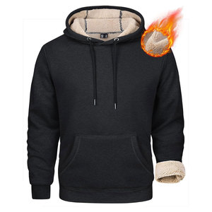 Pull-over doublé polaire Sherpa lourd pour hommes Sweat-shirt d'hiver avec capuche épaisse Pull-over d'hiver confortable - Product Image 5
