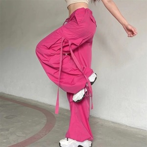 Red Cargo Pants <b>Women</b> Retro Casual High Waist Loose Female Hip Hop <b>Trousers</b> Punk Pants Funny Capri Pockets Pant Femme Streetwear - Product Image 4