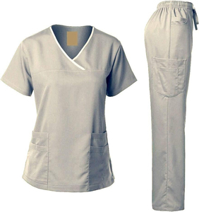 Conjuntos de uniformes médicos de hospital de nuevo estilo para mujeres y hombres uniformes de enfermera de tela tejida aptos para uniformes médicos - Product Image 1