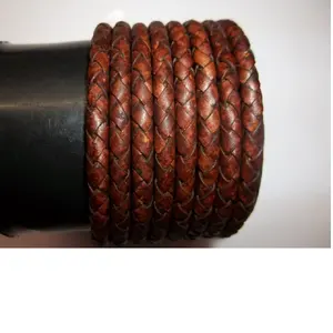 custom made leather bolo cords twisted leather cords in brown colors suitable for bracelet designers and manufacturers