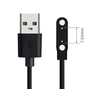 Ücretsiz örnek USB manyetik pogo pin şarj cihazı 7.62mm 2pin smartwatch şarj kablosu için W67 X86 X8 T92 FM18 X18 A10 a20 X6 S888 Z36