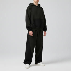 Ensemble de survêtement athlétique streetwear personnalisé pour homme, hiver, avec capuche, imprimé délavé à l'acide, pantalon fuselé et veste zippée, 100% coton, fabrication usine - Product Image 2