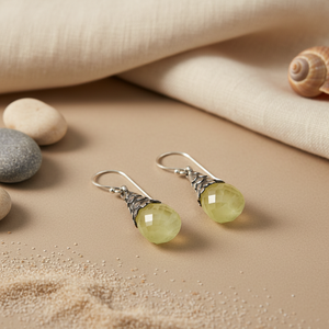 Boucles d'oreilles pendantes en argent 925 avec quartz vert, plaquées or rose, pour mariage, fête, bijoux religieux chrétiens, perle, diamant - Product Image 3