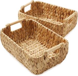 Cestas de Almacenamiento Ovaladas de Jacinto de Agua con Asas de Madera, Cesta de Almacenamiento Hecha a Mano, Venta al por Mayor, Ecológica, Hecha en Vietnam - Product Image 6