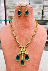 Premium Moissanite Polki Necklace Set for Women Bridal Set with Earrings Traditional Indian Necklace Ethnic <b>Statement</b> <b>Jewelry</b> - Product Image 3